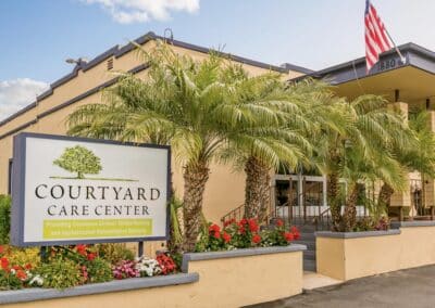 Courtyard sign in front entrance